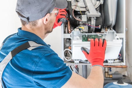 Technician working on a unit